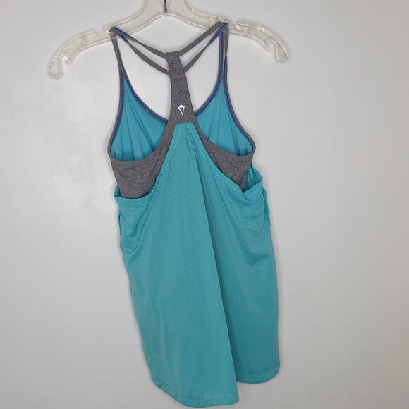 Ivivva Double Dutch Tank Blue Gray Racerback Built in Bra Strappy Girls 14 - Picture 2 of 11